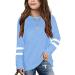 WHVFSSG Teen Girls Tunic Tops Soft Striped Long Sleeve T-Shirt Casual Loose Crewneck Pullover Sweatshirt for Girls 1-blue 12-13 Years