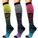 Double Couple 3 Pairs Compression Socks for Women Men 20-30mmhg Knee High Stocking for Sports Running Travel Nurses Pregnancy Multicoloured 5 Small-Medium