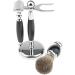Crody Simplicity Men's 3-in-1 Shaving Brush Set - Stylish Grooming Tool for Black Beards | Professional Rasier Brush 9x15.5cm Silver - Buy Online on GoSupps.com