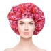 Jhywell Satin Bonnet XL extra large sleeping cap - double -layer with pink lining soft rubber band for women Curly hair unit size design 2