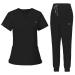 VIAOLI Scrubs for Women Set Scrub Top &Jogger Pant Workwear Clinical Modern Athletic Suit Medical Uniforms (10 Pockets) Black Small