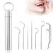 Stainless Steel Toothpick Set Reusable Portable Metal Toothpick with Holder Multipurpose Dental Picks for Teeth Cleaning Dental Tools for Traveling Picnic Camping (7 PCS)