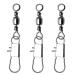 50/250pcs Fishing Barrel Swivels with Safety Snaps Swivel Stainless Steel High Strength Interlock Snap Swivels Rolling Connector Black Nickel Solid Ring Freshwater Fishing Tackles Accessories #10_30Lb_50 pcs
