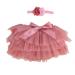 PythJooh Newborn Baby Girl Tutu Bloomers Skirt Headband Set Toddler Ruffle Pettiskirt with Nappy Cover Photo Props Set for 0-2Years 1-2 Years Dusty Rose