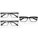 Opulize ink ink Lessen Glasses 2 Series Pack Large Rectangular Frame spring hinges scratch-resistant men RR4 Transparent gray front with black arms +1.50 dioptria bundle with reading glasses R83-1 +1.50