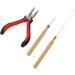 Hair Extension Tool Kit Wooden Handle Crochet Hook Aluminum Pulling Needle Hair Extensions Link Beads Kit Plier for Barber Shop - Buy Online on GoSupps.com