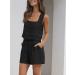 Automet Women's 2 Piece Linen Matching Set - Crop Top and Shorts | Trendy Summer Outfit 2023 | Black, Medium - Buy Online on GoSupps.com