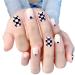 Black Heart Short Press on Nails Set Square French Black White Checkerboard Acrylic Fake Nails with Glue Glossy Fake Nails for Women and Girls Nail Supplies 24Pcs