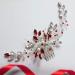 Anglacesmade Bridal Red Crystal Hair Comb Ruby Hair Vine with Comb Pearl Hair Piece Prom Party Festival Wedding Hair Accessories for Women and Girls