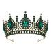 SWEETV Baroque Tiara Queen Crown for Women Crystal Wedding Tiara for Bride Halloween Prom Birthday Party Hair Accessory Green