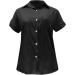 Women V Neck Roll Up Sleeve Button Down Blouse Top Solid Formal Work Dress Tunic Blouse Tops Shirts 339-vvmdx-black-a S - Buy Online on GoSupps.com