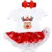 FYMNSI Baby Girl My First Christmas Outfit Princess Tutu Romper with Shoes and Headband | 3pcs Set for 0-18 Months | Reindeer Xmas Tree Print | 3-6 Months White - Buy Online on GoSupps.com