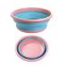 Jkhome Collapsible Wash Basin Folding Dishpan Dish Bowl Washing Tub Home Kitchen Bowl Outdoor Travel Camping Use (Pink, S-Diameter 10.24") Pink S-Diameter 10.24"