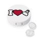 I Love Badminton Round Case for Contact Lens Kit Storage Box with Mirror Portable Cute Lens Holder
