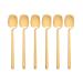 Flatware Sets 6Pcs New Gold Dinnerware Set Kitchen Decor Spoon Fork Knife Flatware Set Matte Cutlery Ice Cream Desserts Soup Coffee Use (Color : 6Pcs Teaspoon)