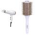 Double Ceramic 1875W Hair Dryer 1.7 pounds & Double Ceramic Vented Boar Round Blow Drying Brush For Women Men All Hair Types-Lengths (58785WC-2CT) White