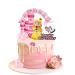10pcs Princess Cake Topper Castle Cake Decoration for Girl Kid Happy Birthday Party Decorations Princess Baby Shower Supplies Orange