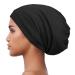 Alnorm Cozy Satin Lined Black Slouchy Beanie Cap for Women - Soft Elastic Band - Buy Online on GoSupps.com