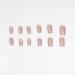 24 Pcs Pink Glossy Medium Square Press on Nails with Heart French Line - Stylish False Nails for Women - Buy Online on GoSupps.com