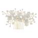 Angoily Bridal Comb Hair Accessories for Bride Wedding Bride Hair Comb Bridal Flower Hair Comb Hair Accessory for Women Floral Hair Comb Tiara Pearl Miss Beautiful Ceramic Flower