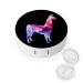Llama Diamond Pattern Round Case For Contact Lens Kit Storage Box with Mirror Printed