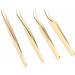 Professional Eyelash Extension Tweezers Set - 4 Salon Quality Styles | Gold Metal Precision Tools for Perfect Lash Application - Buy Online on GoSupps.com