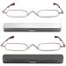REAVEE 2 Pack Pocket Ultra Slim Reading Glasses Metal Spring Hinge Readers for Women Men Small Portable Readers with Pen Clip Case +1.75 Pen Case 1.75 x