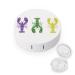 Mardi Gras Craw Fish Round Case for Contact Lens Kit Storage Box with Mirror Portable Cute Lens Holder