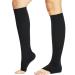 Alexander1 compression socks Open Toe Knee High Calves Compression socks Women 20-30 mmHg Poured Support for Varicose Venins edema Flight socks (Color: Schwarz Size: S M 34 37)