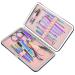 PSGS 1 Set Manicure Nail Kits Stainless Steel Clippers Cutter Pliers Sanding File Acne Needle Toenail Grooming Sets (Color : 15pcs Pink)