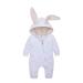 Kids Tales Newborn Baby Winter Warm Outfits Cute Rabbit Ear Hooded Zipper Romper 0-3 Months White