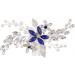 Bridal Sapphire Crystal Hair Comb Pearl Blue Crystal Leaf Marquise Hair Piece Prom Party Festival Wedding Hair Accessories for Women and Girls (Silver)  - Buy Online on GoSupps.com
