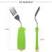 Weighted Adaptive Spoon and Fork Set for Easy Independent Eating - Green Fork (Right Hand) | EZ Assistive Utensils for Hand Tremors - Buy Online on GoSupps.com
