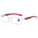 Lanomi reading glasses Blue light filter women men flexible light reading aid rectangular plastics visual aid with visual strength white frame red legs 2.5 dioptries