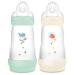 MAM - Pack of 2 Easy Start Anti-Colic bottles 2+ months medium flow (2 x 260 ml) Mint + Cotton - Bottle to reduce colic