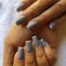 Vatocu Square Glossy False Nails Medium French Fake Nails Grey Ballerina Artificial Nails Press on Nails