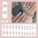 Super Long French Fake Nails with White Flowers Rhinestones - 24PCS - Buy Online on GoSupps.com