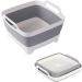 Dish Basin Collapsible with Drain Plug Carry Handles Foldable Sink Tub Dish Wash Basin Portable Dish Tub Collapsible Dishpan for Camping Dish Washing Tub and RV Sink (9.3L Capacity) (Grey)