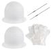 Dadabig 2 Sets Hair Dyeing Highlighting Cap Silicone Highlighting Cap Professional Reusable Salon Hair Coloring Hat with 2 Metal Hooks and 100 Gloves for Dyeing Hair