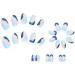 24Pcs Short French Almond False Nails - Blue Wave Press On Acrylic Full Cover Stick On Nails for Women - Oval Glossy Fake Nails with Glue Stickers - DIY Manicure - Buy Online on GoSupps.com