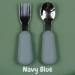 Alimos Stainless Steel Toddler Feeding Spoon and Fork Set - Safe Cutlery for Kids (Navy Blue) - Buy Online on GoSupps.com