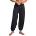 FYOURH Black Yoga Pants Men - Yoga Pants for Men Loose Fit - Harem Pants for Men - Baggy Pants for Men Elastic Waist Black Medium