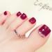 Sethexy 24 PCs 3d bling Red False toes False toe Wedding Place Short Full Cover Fake Tinged Nails Art for Women and Girls