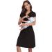 Irdcomps Women's Soft V Neck Nursing Nightgown - Maternity Nightdress for Breastfeeding - Casual Black Pajama Loungewear - Buy Online on GoSupps.com