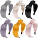 Knot Headbands for Women Wide Plain Headbands 4 Packs AOPRIE Top Knotted Headbands for Women Hair Bands for Women's Hair Soft Turban Headbands for Women Wide Headbands for Women Pink Black Yellow