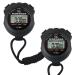 ZCTIMYI Sports Stopwatch Timer Digital Stopwatch with Clock Calendar Alarm, Shockproof Stopwatch for Running Swimming Referee Coaches Sports Training, Black 2 Pcs