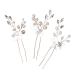3 Pieces Silver Wedding Flower Hairpins Bridal Headpiece Wedding Hairpieces Accessories for the Bride