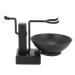 Herklotzn Bathroom Barber Men's Metal Shaving Rack Stand Set - Shaving Brush Holder + Soap Mug Cup Bowl Black