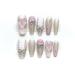 Handmade Wearing Armor Detachable Pink Heart Sparkling Cat Eyes Repeated Use of False Nails(Purple M)