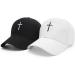 Unisex Cross Embroidered White Dad Hat - Adjustable Cotton Baseball Cap - Buy Online on GoSupps.com